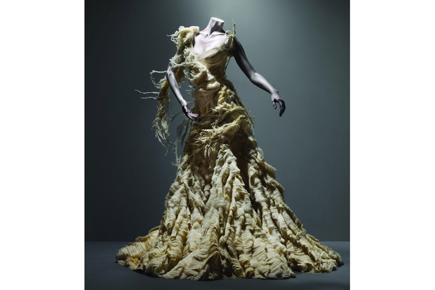 Alexander McQueen abito in organza di seta, georgette e chiffon