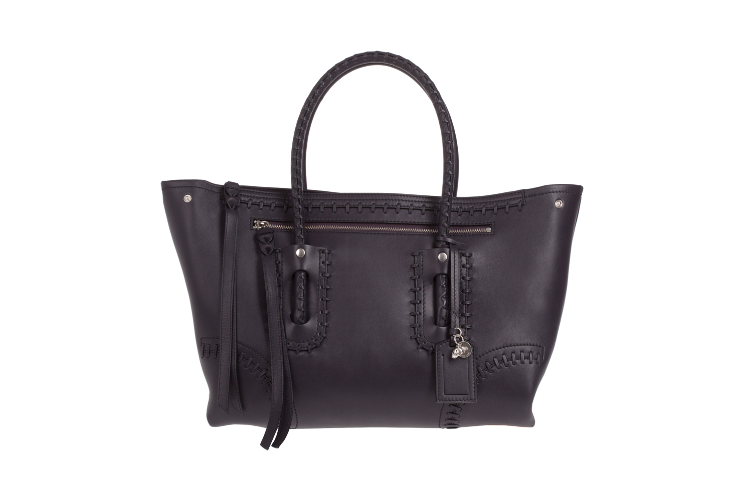 FOLK TOTE by Alexander McQueen in black leather AW12