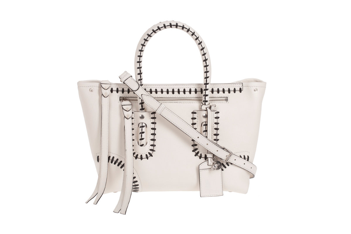 FOLK TOTE by Alexander McQueen in white leather AW12