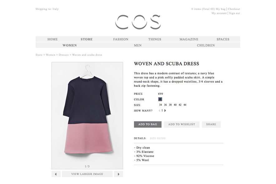 Cos: lo shop online finalmente anche in Italia