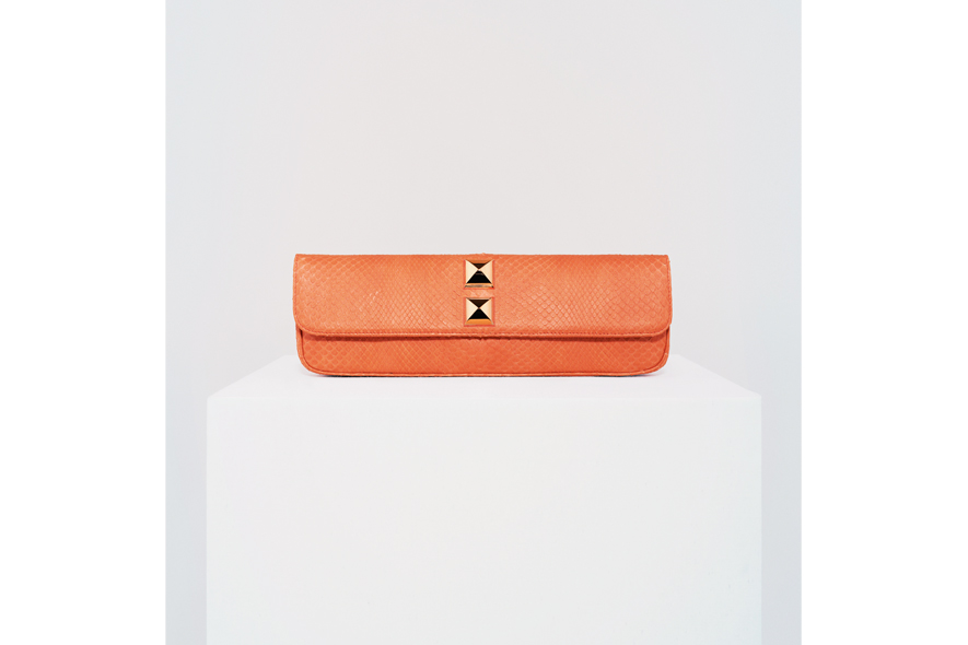 Stark clutch borchie pitone arancio