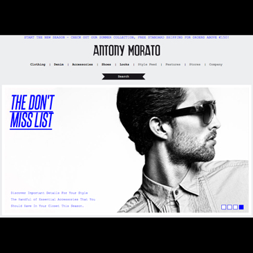 Il primo e-shop di Antony Morato