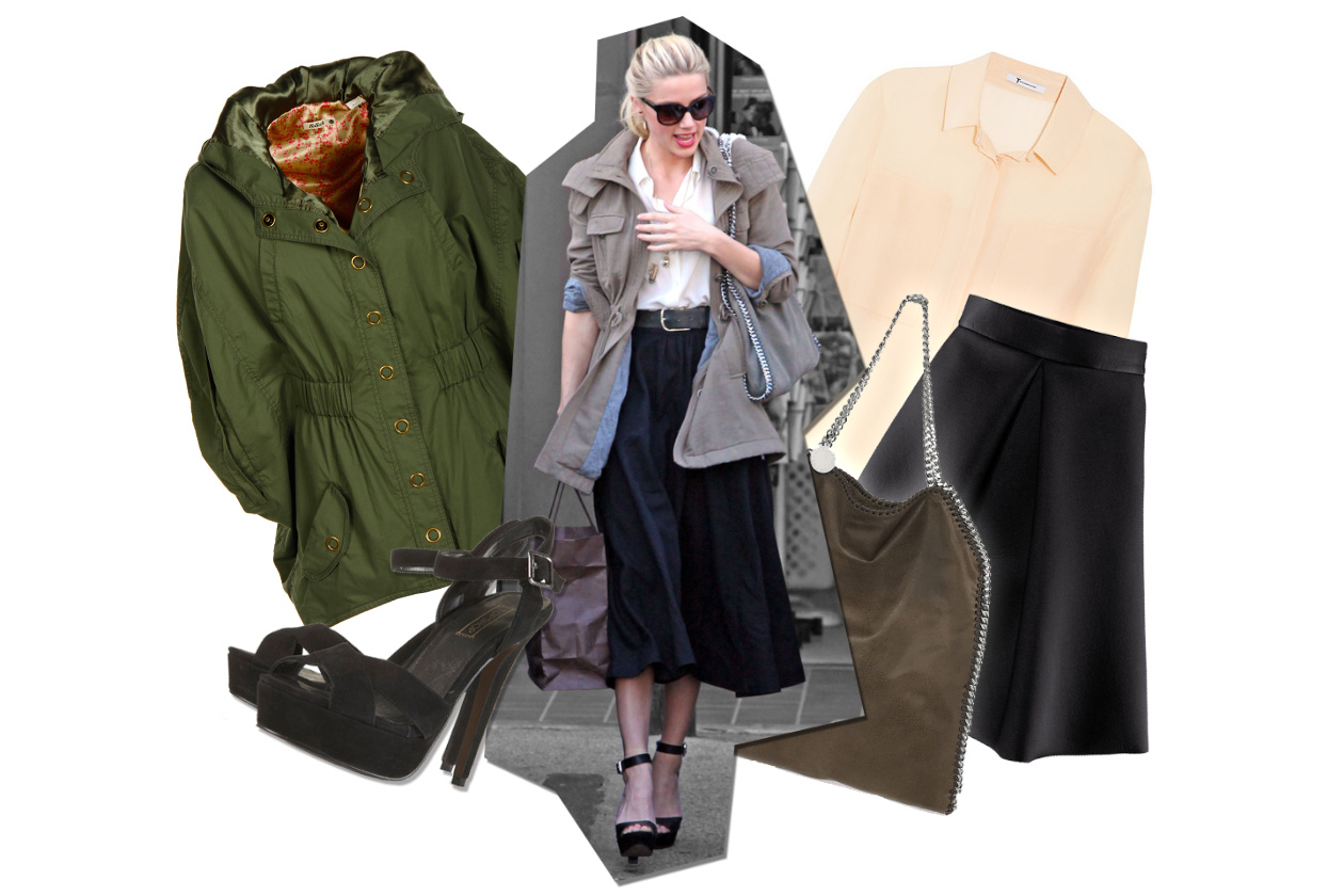 Parka e gonna ladylike come Amber Heard