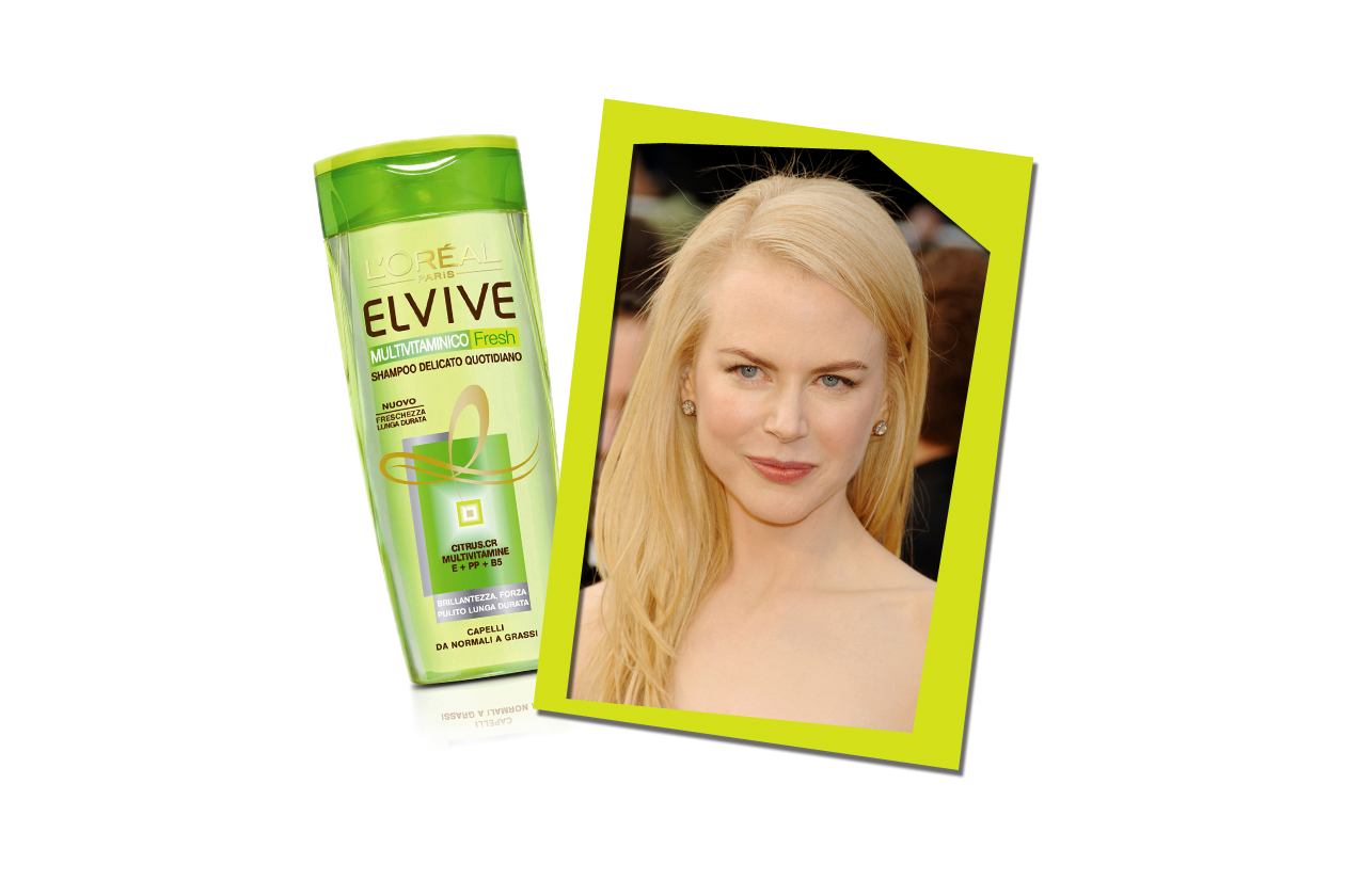 Lo shampoo Elvive Multivitaminco Fresh di L’Oréal Paris è per donne super impegnate (vedi Nicole Kidman) che vogliono un capello liscio e pulito per più giorni