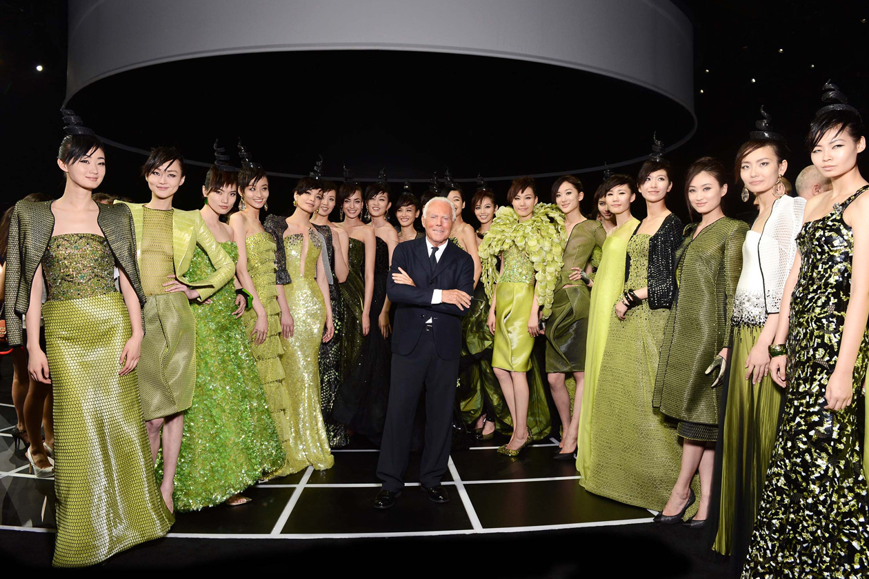 Giorgio Armani and models