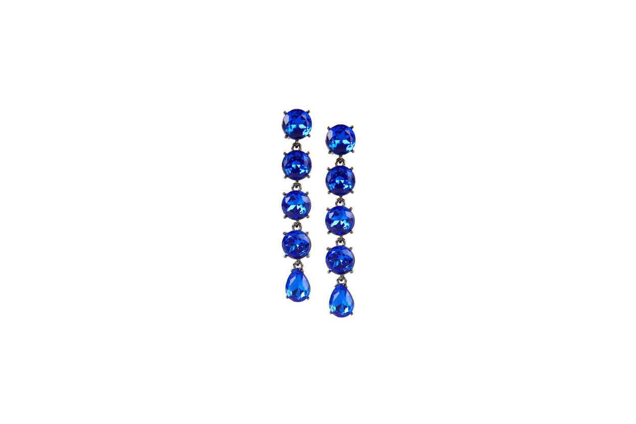 Gunmetal tone drop clip earrings by Oscar de la Renta NET A PORTER blue