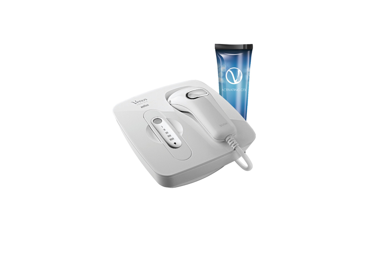 Gillette Venus Naked Skin® progettato da Braun si basa su una tecnologia brevettata ipulse™ che riduce i peli superflui in soli sei trattamenti