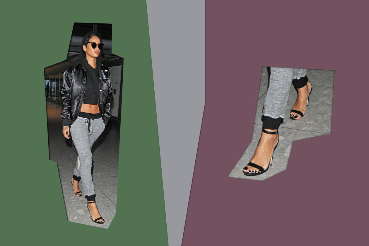 Smalto nero come il colore del sandalo per Rihanna
