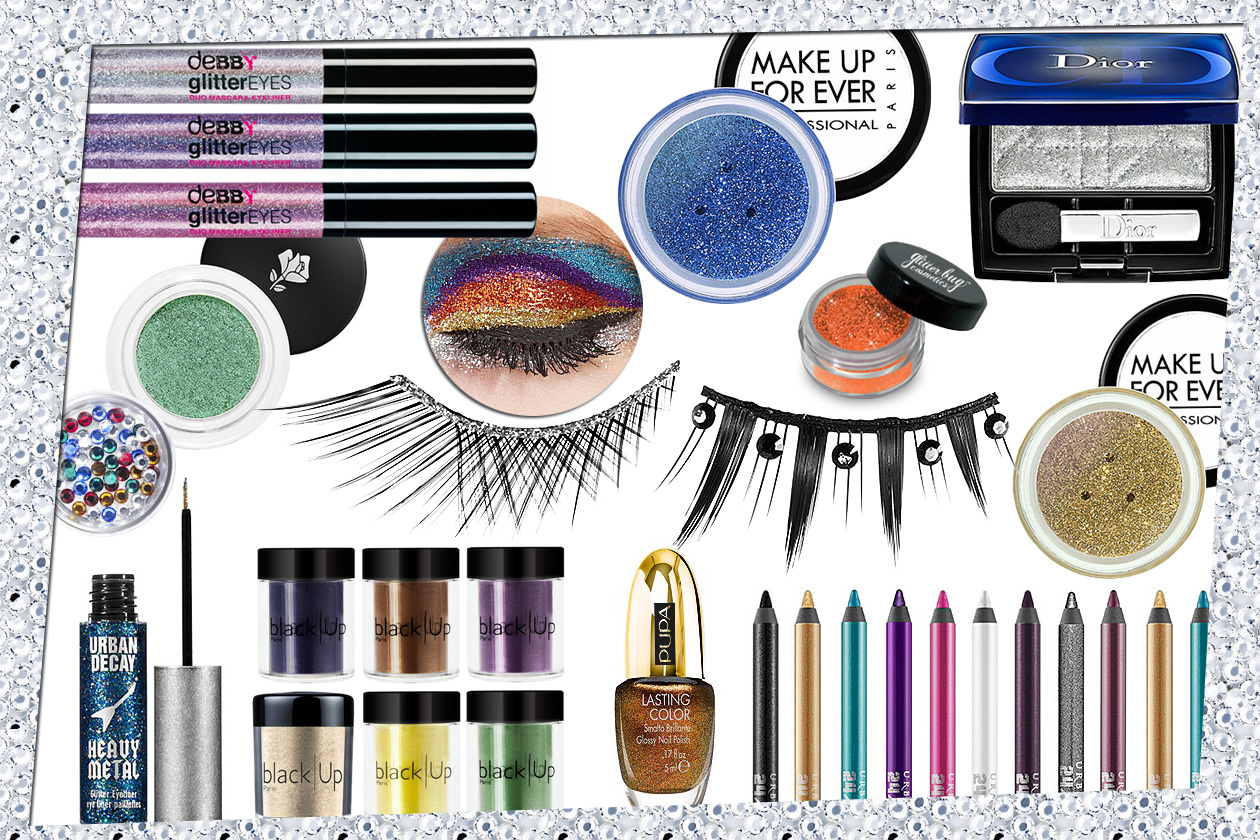 Il make up glitter a tutto colore: il trucco si accende di brillantini e riflessi