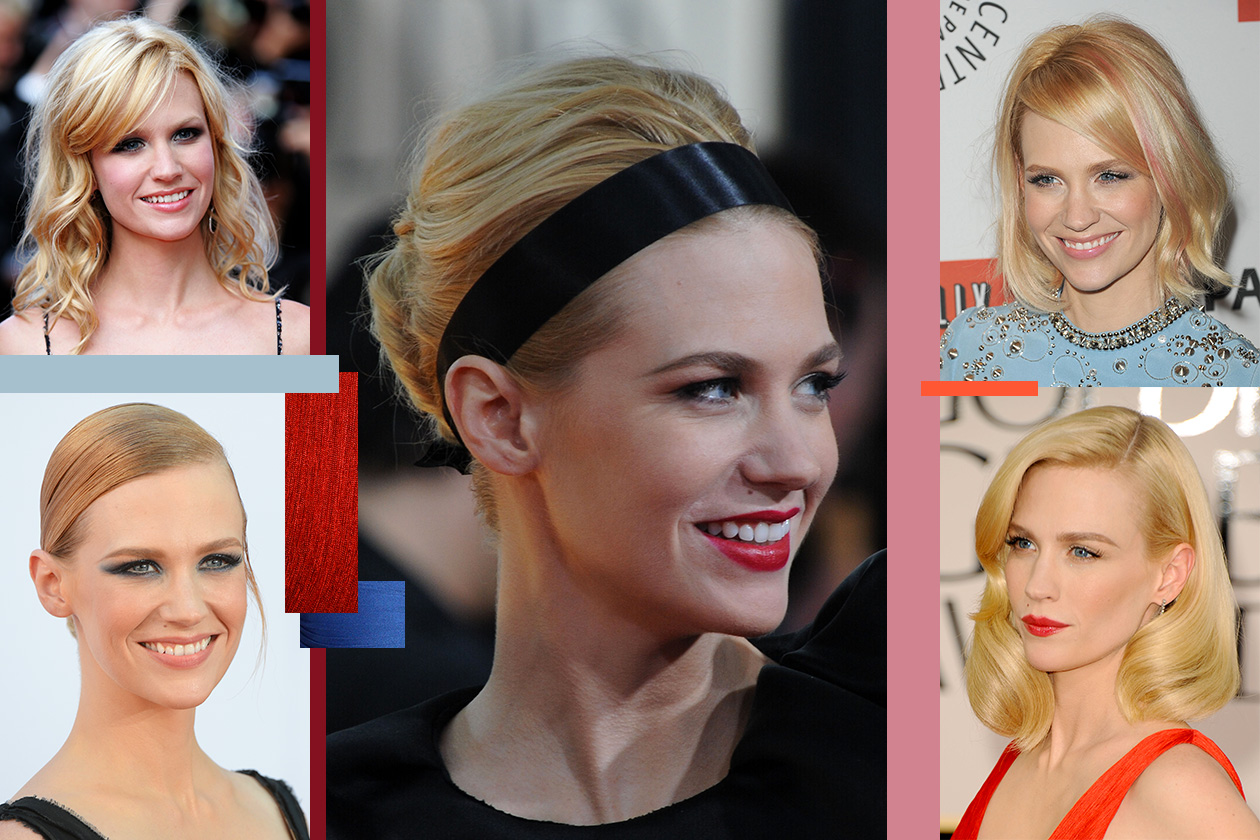 Eleganza e bon ton per January Jones che ama sperimentare look sempre diversi, soprattutto per i capelli