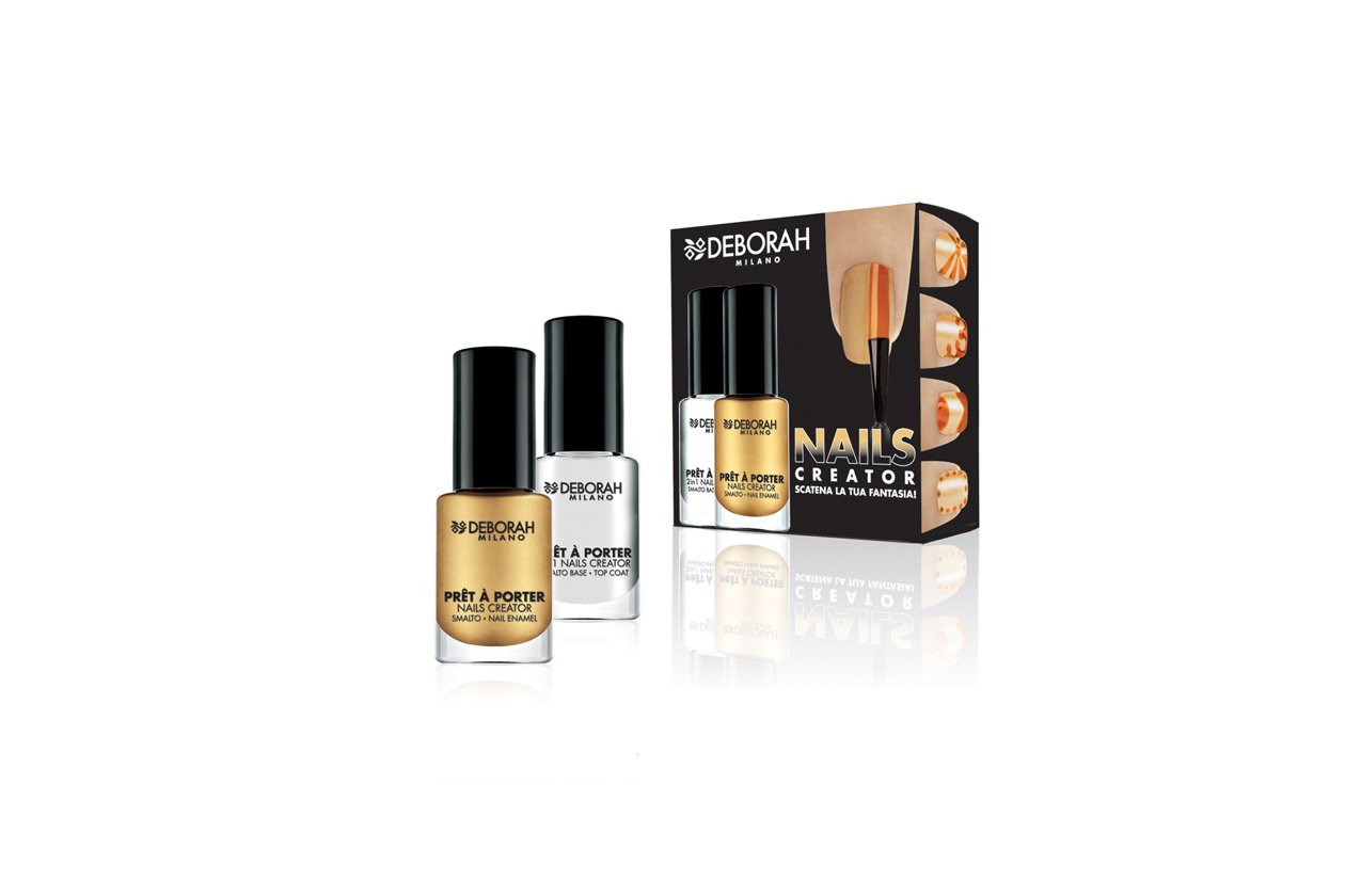 Prêt à Porter Nails Creator di Deborah Milano è un kit composto da una base e una lacca per creare delle facili nail art