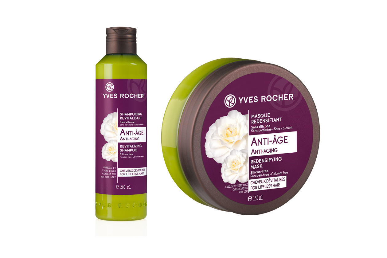 Sono arricchiti con olio di Camelia lo Shampooing Revitalisant e la Masque Redensifiant di Yves Roche