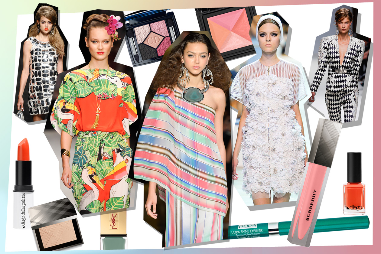 Tornano protagonisti con il loro carico di creatività: gli anni Sessanta contagiano anche il make up. Ispirandosi alle sfilate primavera estate 2013, Grazia.IT suggerisce abbinamenti originali