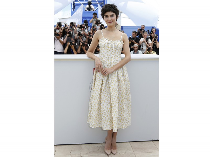 audrey tautou in red valentino cannes getty