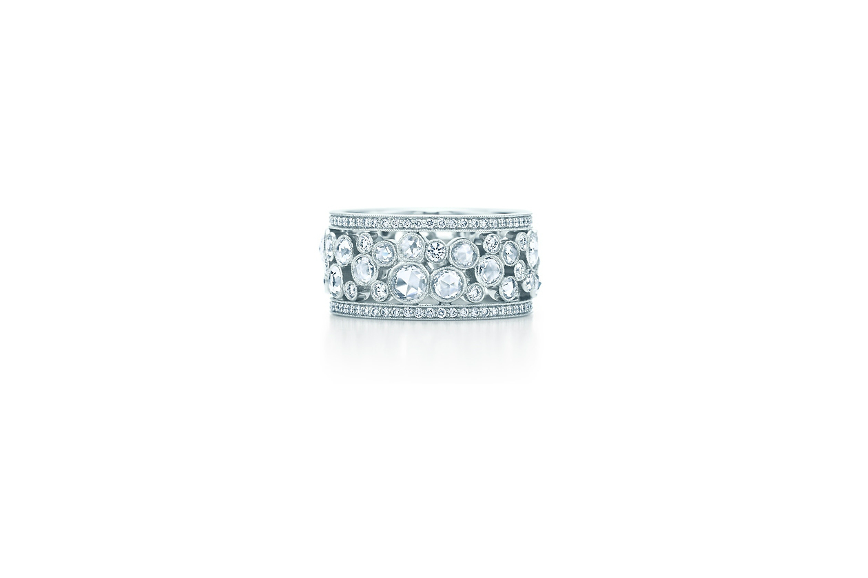 Anelli Tiffany Garden Anello in platino con diamanti tondi taglio brillante e taglio rosetta