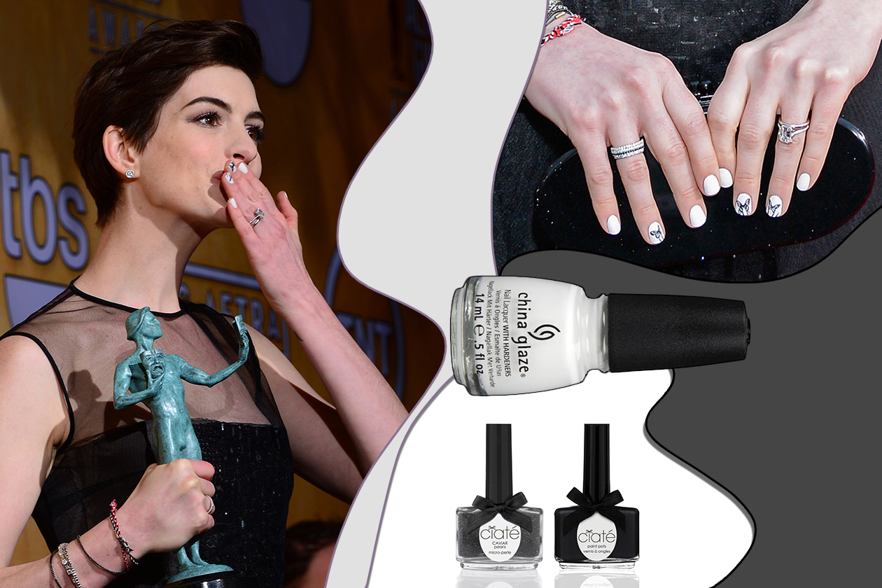 La white manicure seduce anche Anne Hathaway (Ciaté – China Glaze)