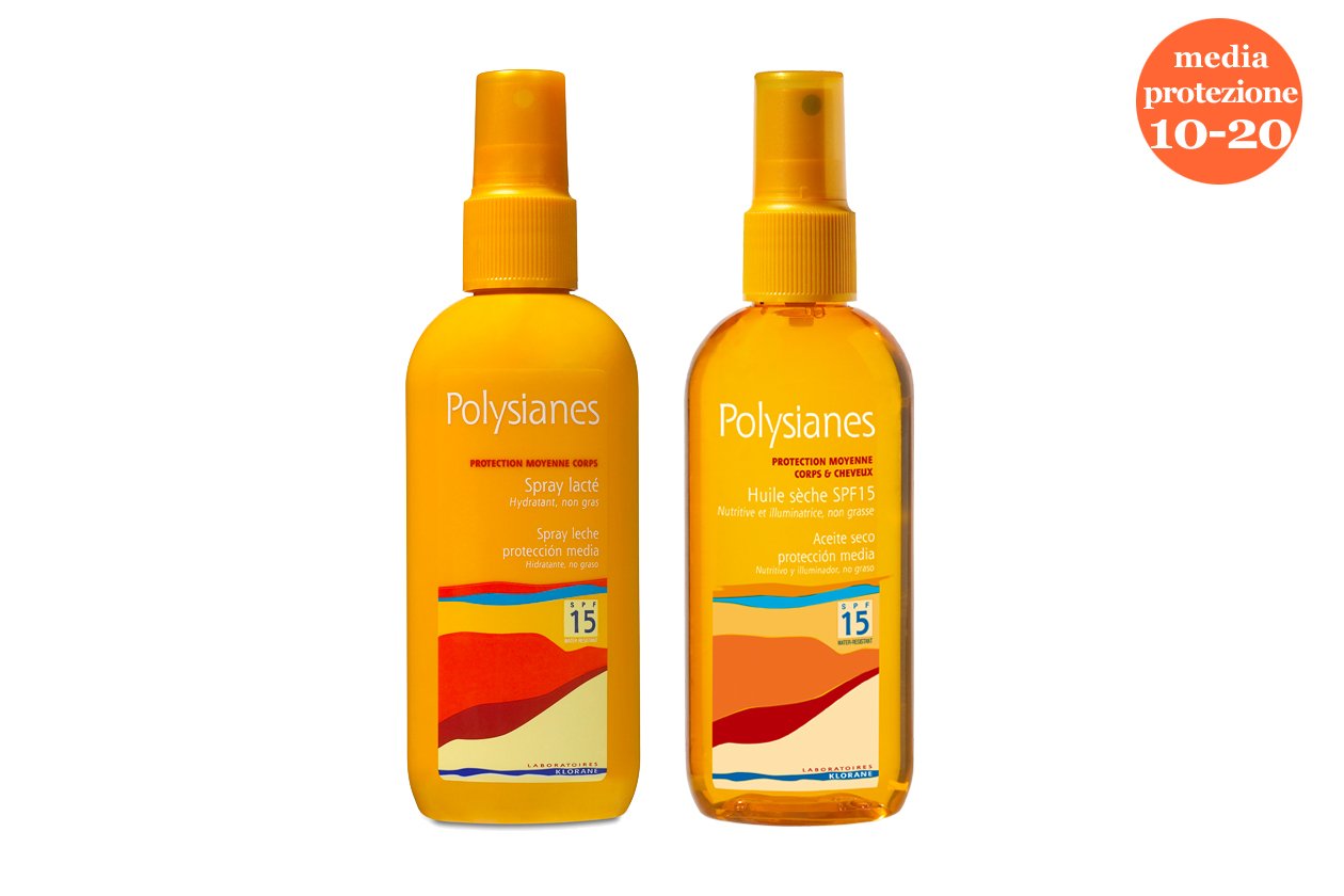 Pelle satinata con l’Olio secco Polysianes di Klorane (in alternativa c’è il Latte spray SPF15)