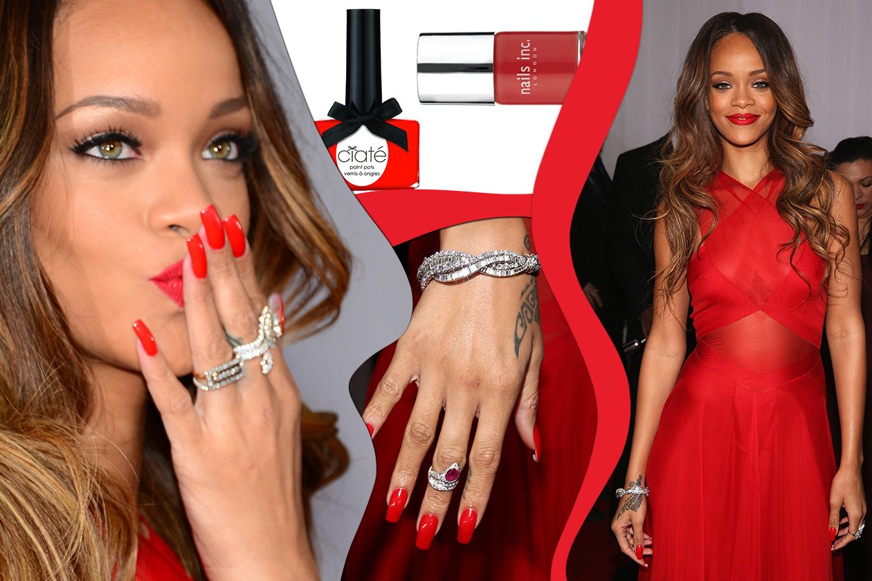 Rosso passione per un look monocolore ispirazione Rihanna (Ciaté – Nails Inc.)