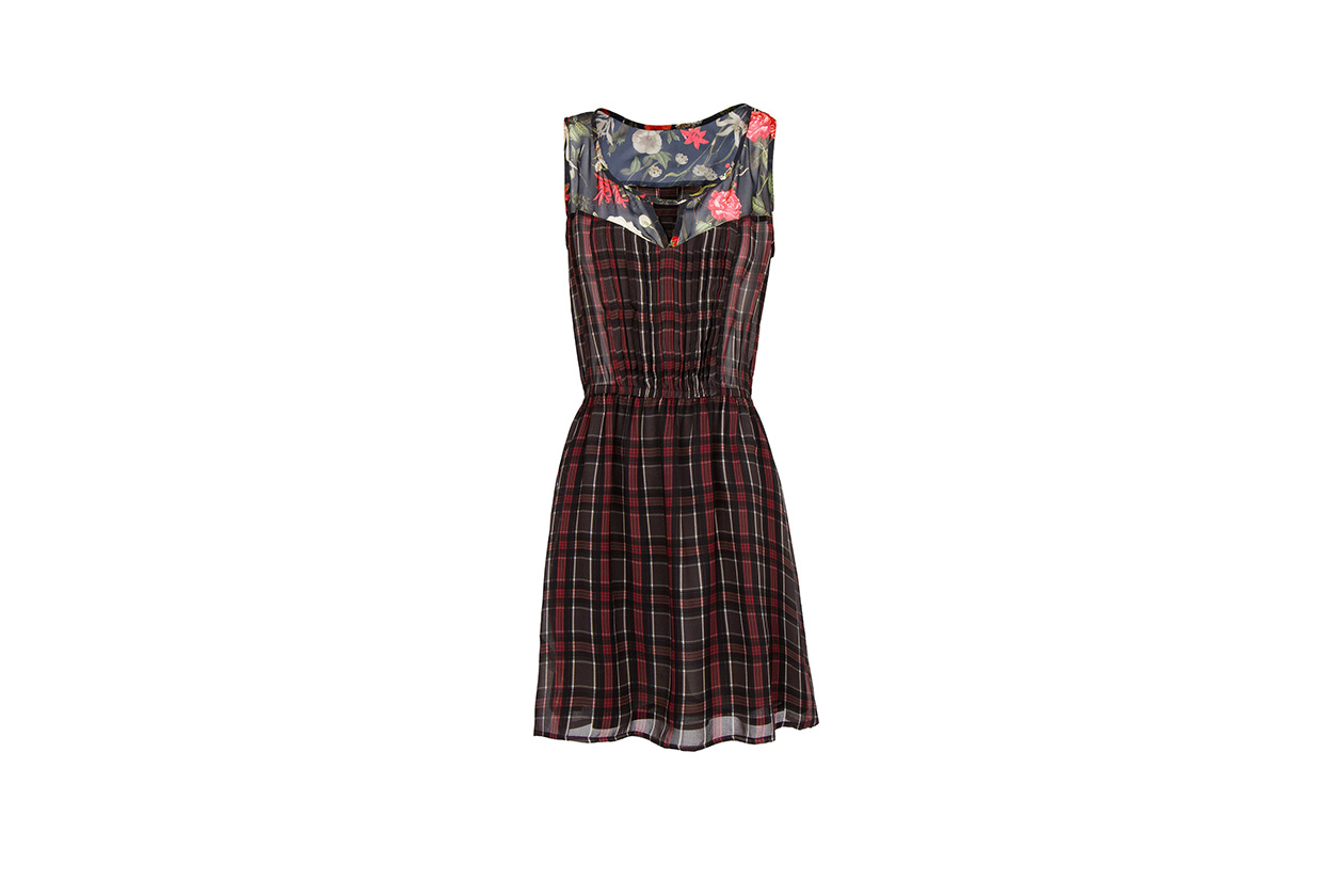 Fashion Toplist London Look FLORAL PANELS PLAID DRESS MANGO
