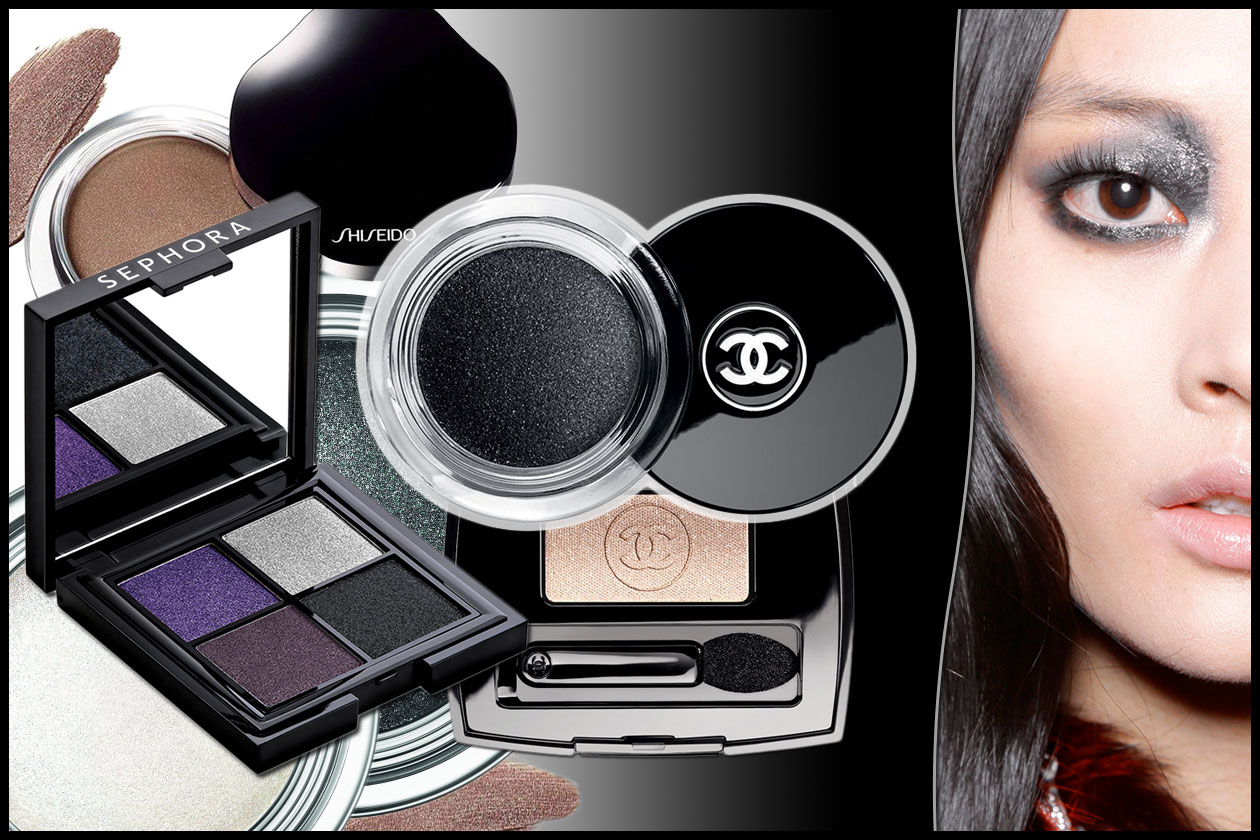 Smokey eyes metallici con ombretti in crema e polveri glitter