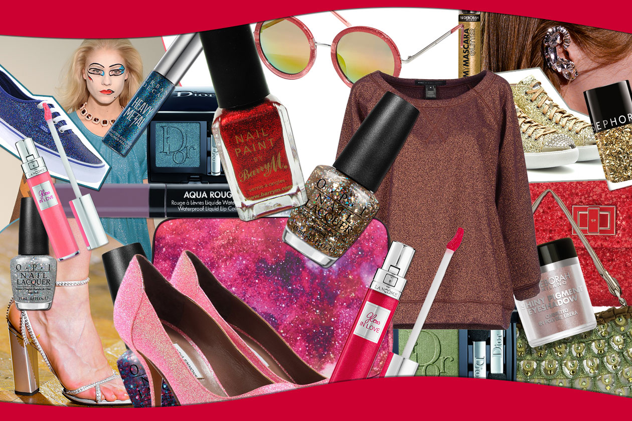 Make up glitter: i beauty look abbinati a un guardaroba tutto luminoso