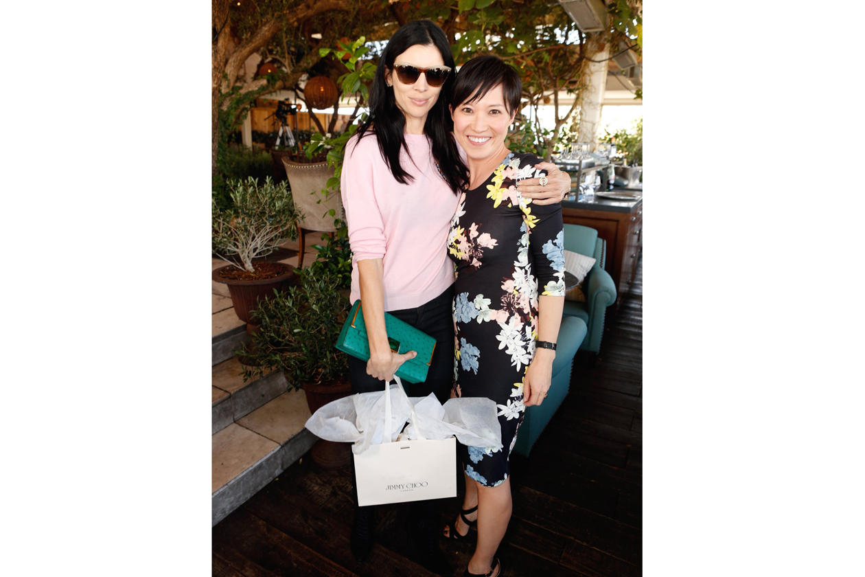 Liberty Ross & Sandra Choi, Creative Director Jimmy Choo attend the Jimmy Choo & THR Powerstylist Luncheon in LA photo by Jeff Vespa