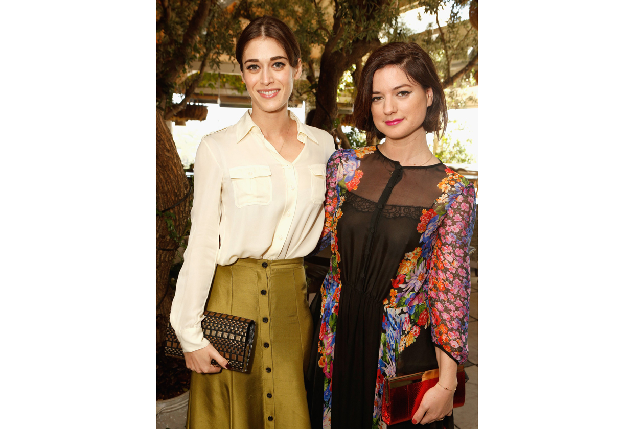 Lizzy Caplan & stylist Ilaria Urbinati attend the Jimmy Choo & THR Powerstylist Luncheon in LA photo by Jeff Vespa Getty Images