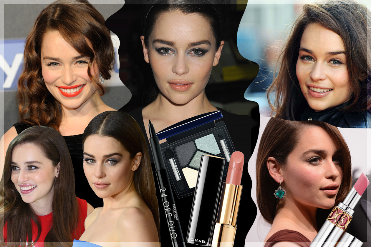 Emilia Clarke: i beauty look con trucco nude e rossetto
