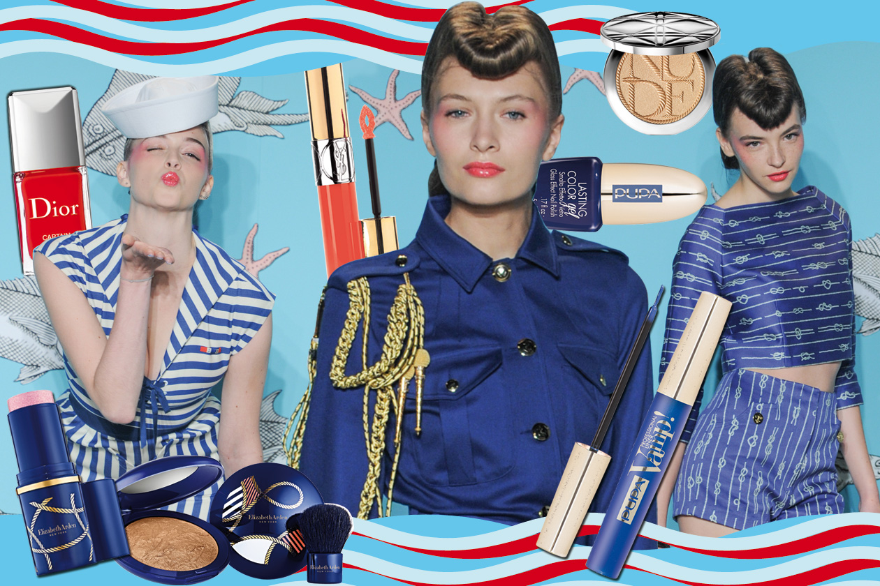Trucco da pin up moderne e navy make up ispirato ai colori del mare per la P/E 2014