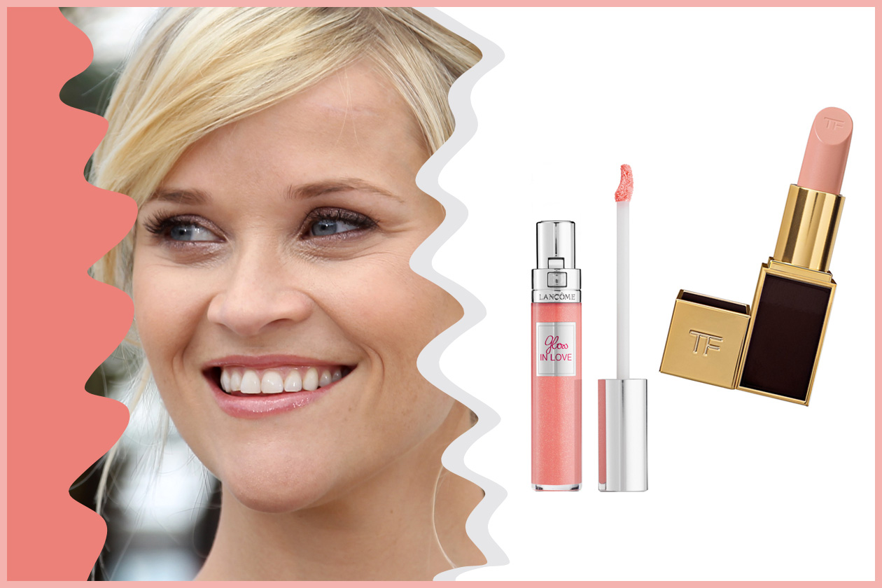 Versatile e facile il make up di Reese Witherspoon che sceglie labbra nude e glossy (Tom Ford e Lancôme)