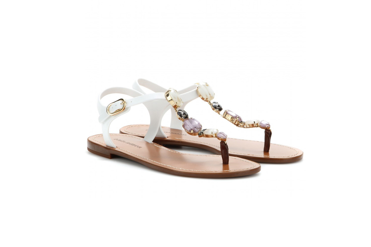 dolce e gabbana myth Embellished rubber sandals STANDARD