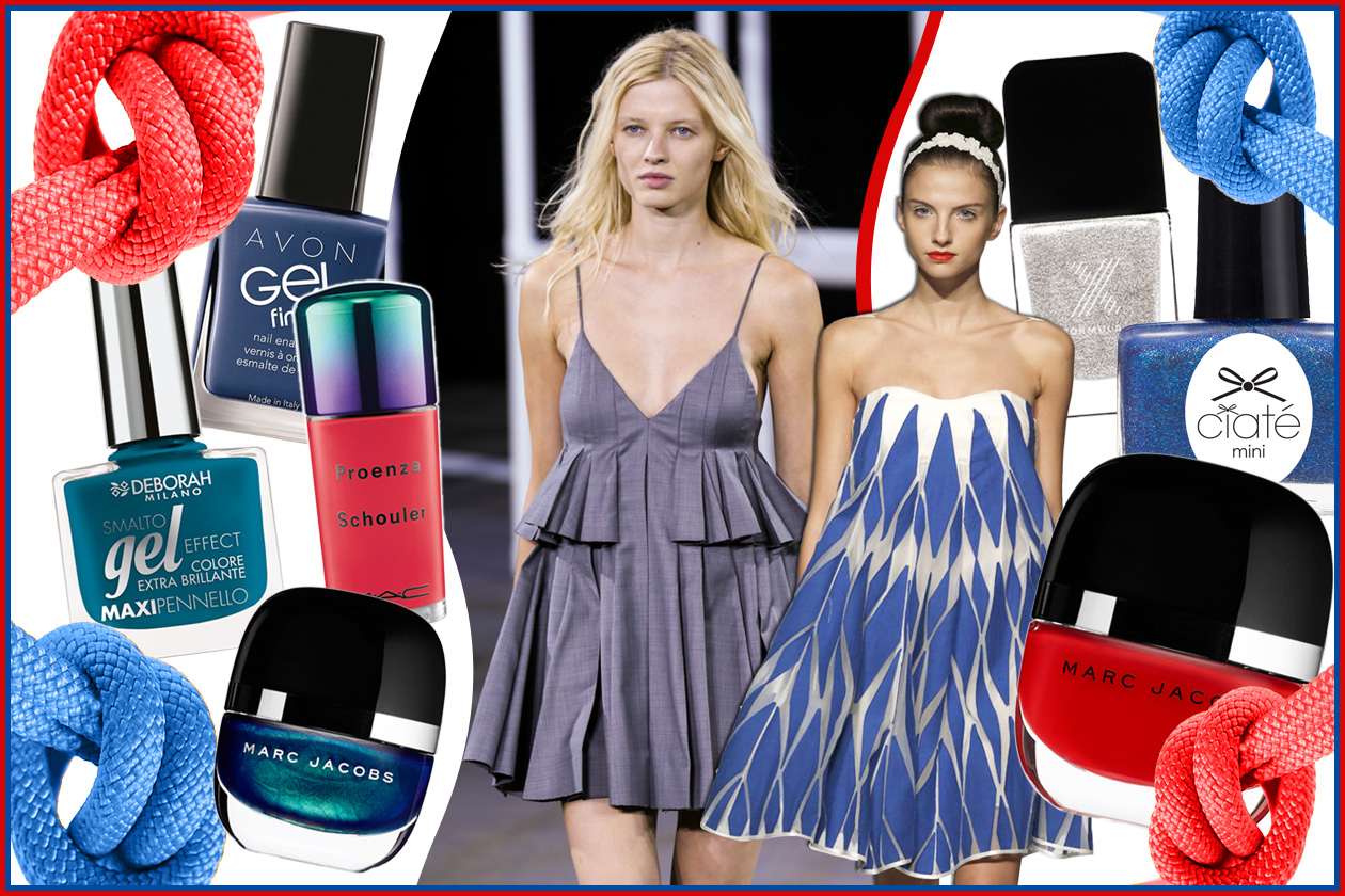 Unghie navy e alla marinara: smalti rosso, bianco e blu per una manicure chic