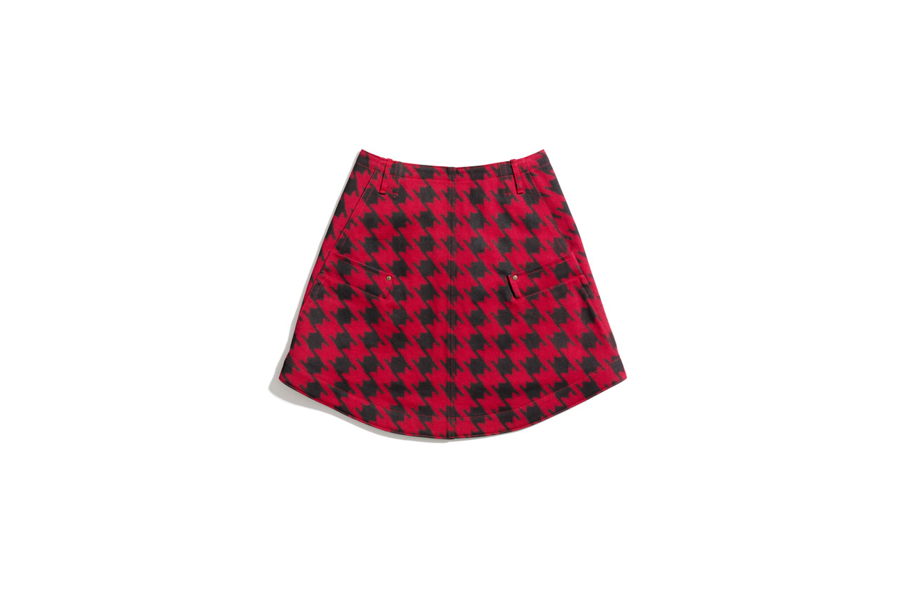 85507 Twill Round Hem Skirt Houndstooth