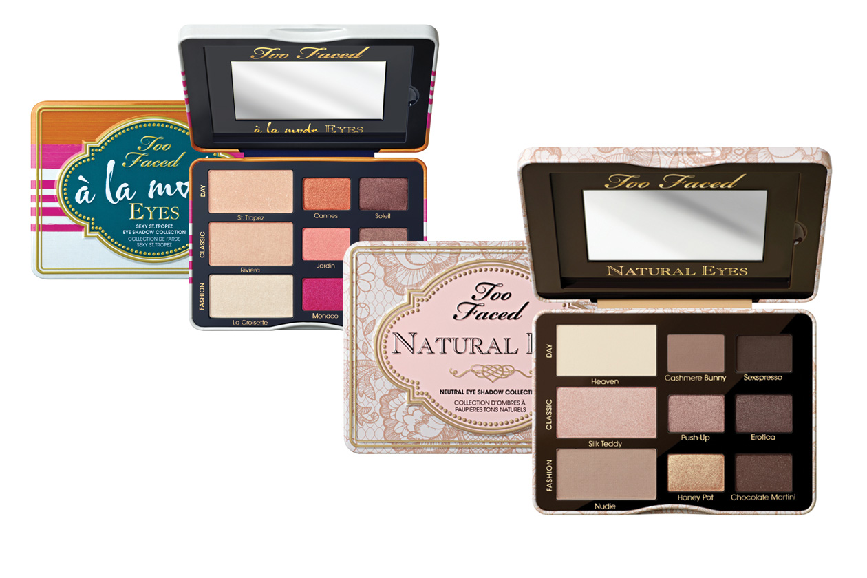 Occhi nude con la Natural Eyes di Too Faced; la versione A La Mode Eyes Kit propone un look à la Saint Tropez
