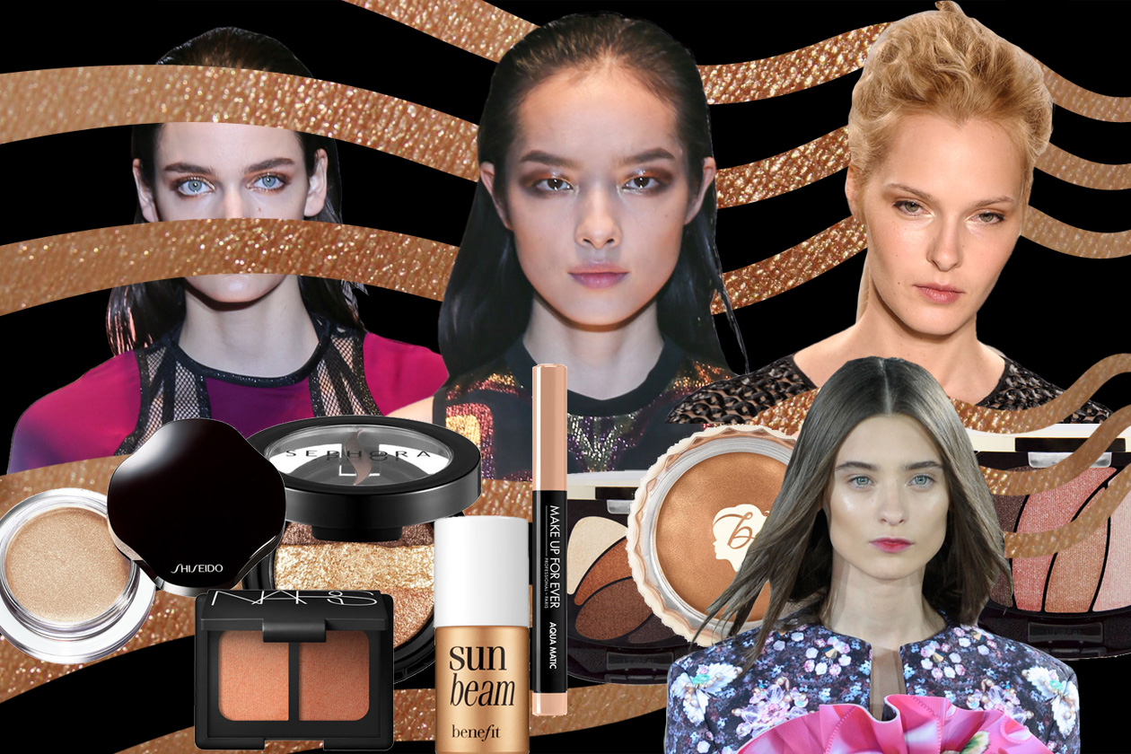 Trucco occhi metallico: iridescenze dorate, argento e bronzo per l’estate 2014
