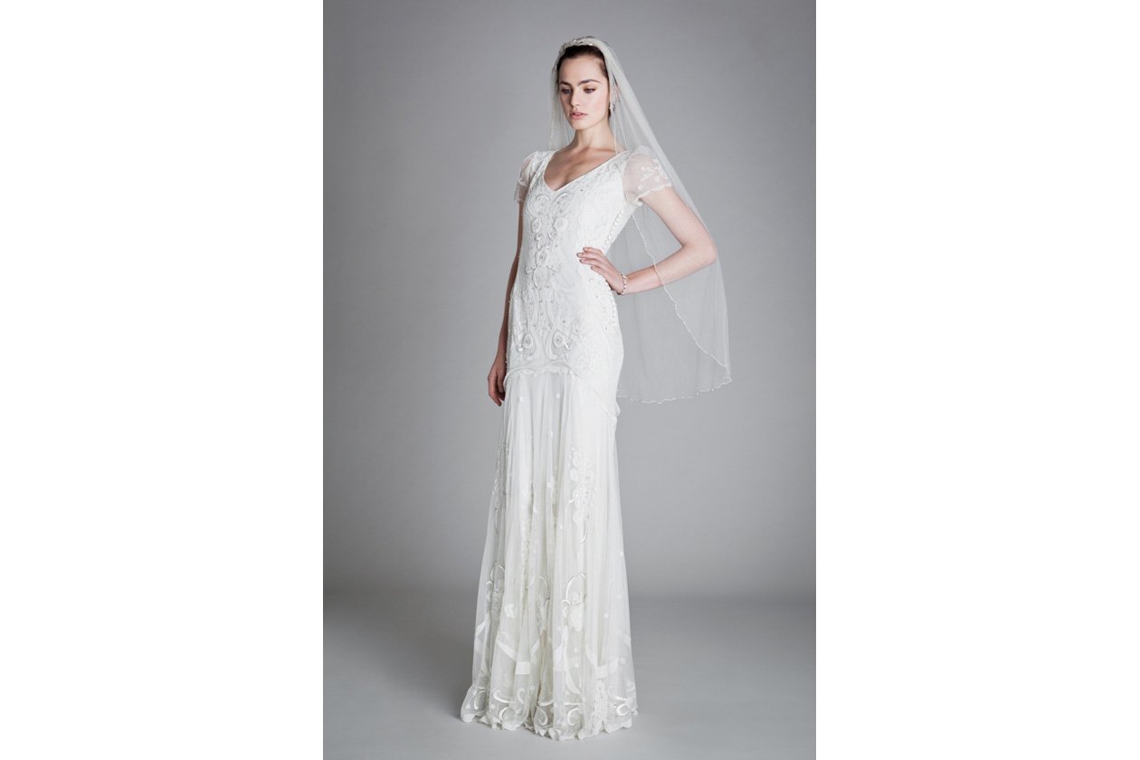 005 ELISHA DRESS BEADED SHOULDER VEIL