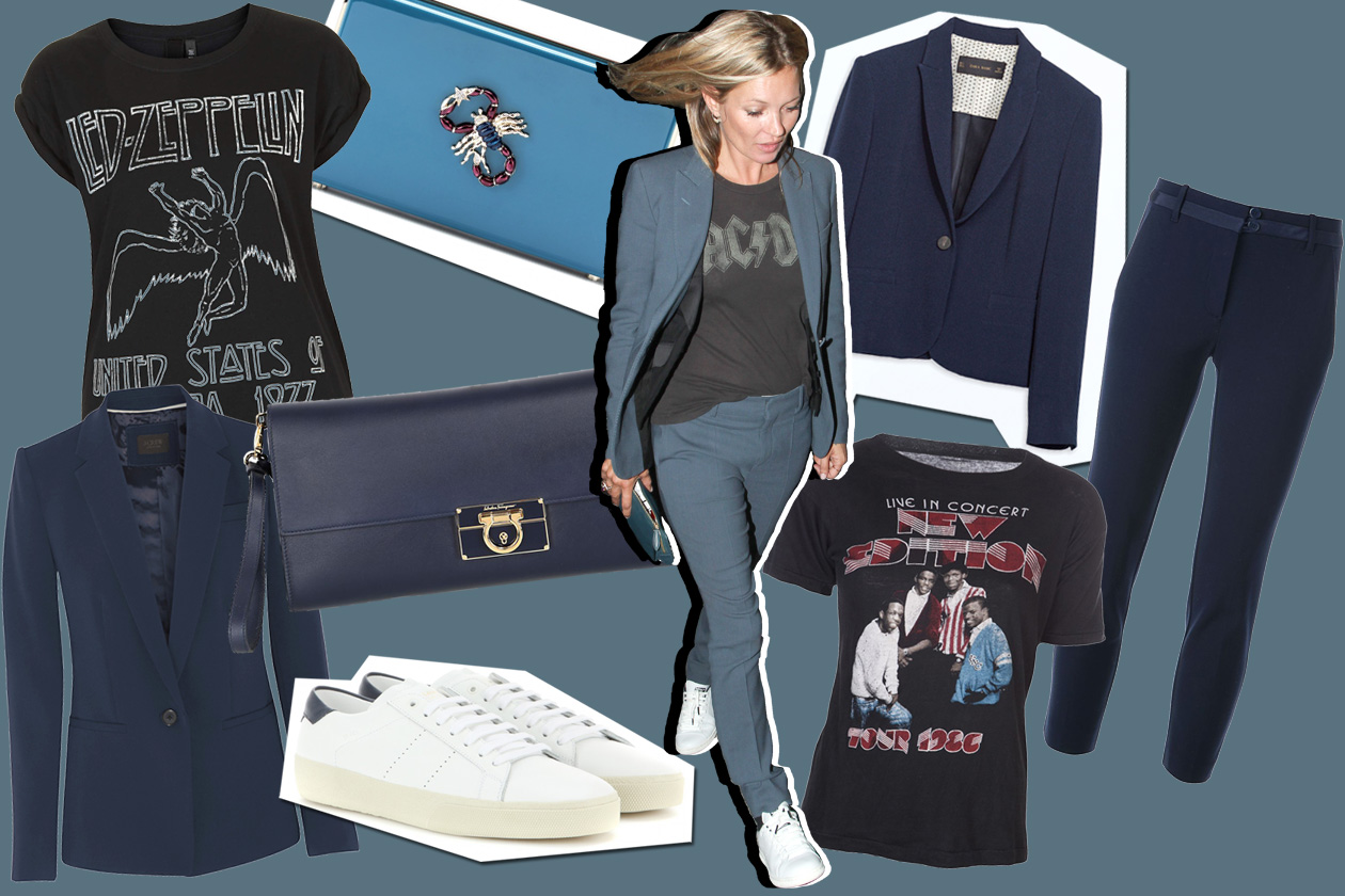 Kate Moss: look back to office in chiave rock