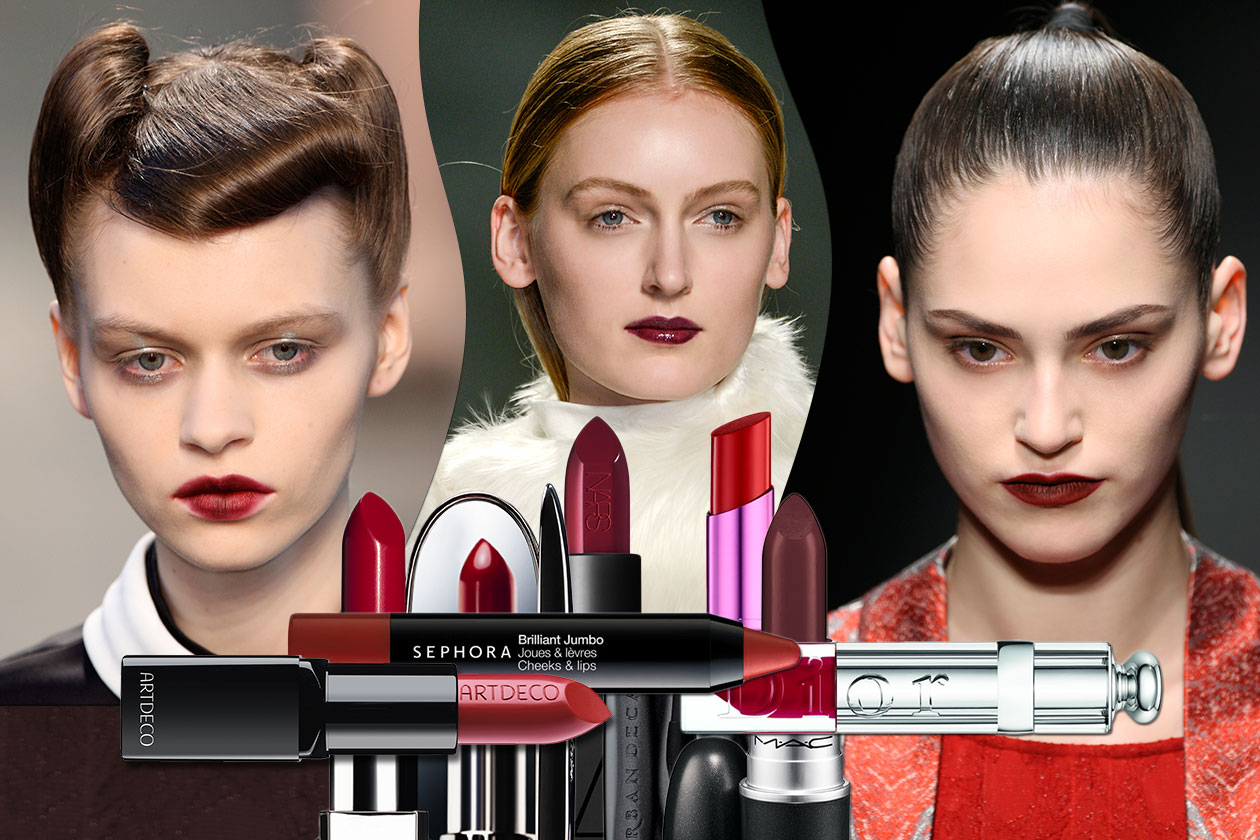 Trucco labbra rosso scuro: la tendenza e i rossetti dark red A/I 2014-15