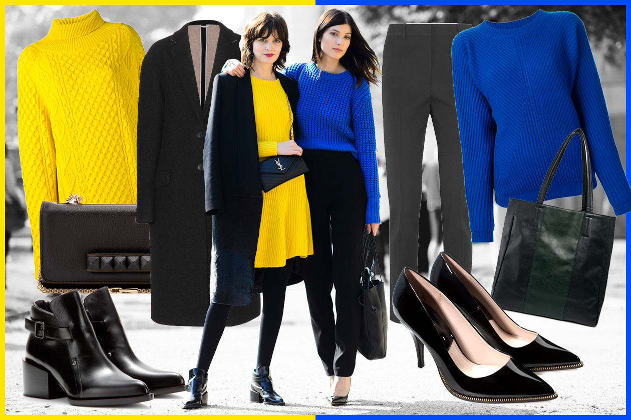 Jumper dress e pull colorato: copia i due look di street-style