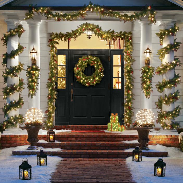 Ghirlanda di Natale con Luci 40 LED Ghirlanda Porta Decorazione per Natale Giardino Domestico Interna Esterna Avoalre 40cm Ghirlanda Natalizia Decorazione 