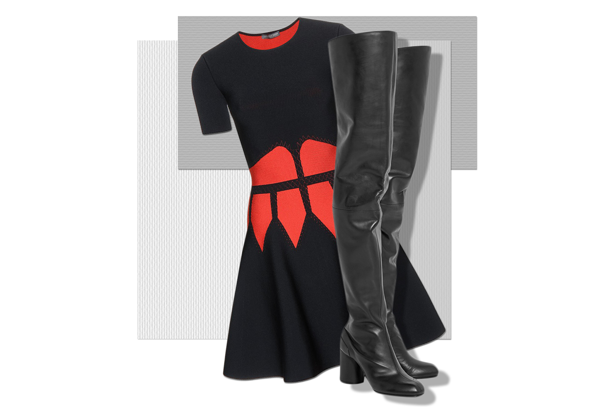 DRESS ALEXANDER MCQUEEN & BOOTS GIANVITO ROSSI