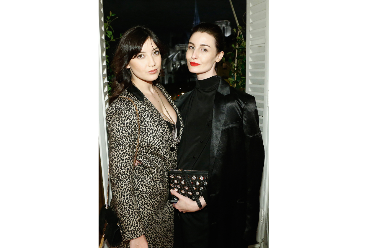 A4 Daisy Lowe in Saint Laurent and Erin O’Connor in Miu Miu