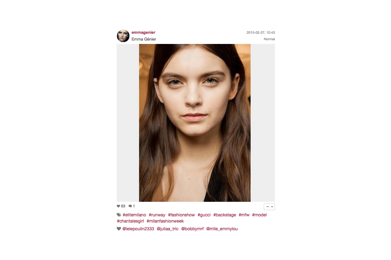 Gucci Autunno/Inverno 2015-16: il make up della modella Emma Génier