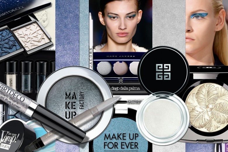 Trucco occhi bianco, azzurro, ghiaccio: i colori dell’inverno per uno sguardo glaciale