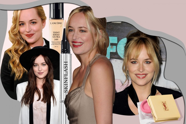 Dakota Johnson beauty look: occhi nude e labbra rosso fuoco
