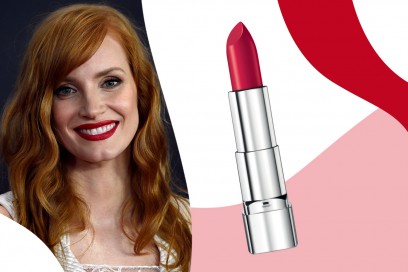 Rossetti rossi da red carpet: Rossetto idratante Hydra Renew in 510 Mayfair Lady Red di Rimmel London – Jessica Chastain