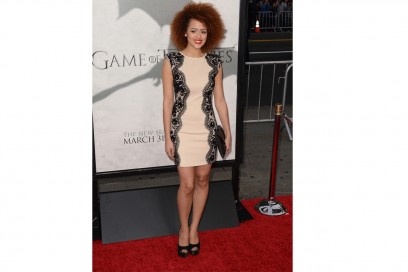 game of thrones: Nathalie Emmanuel in abito corto lady-like