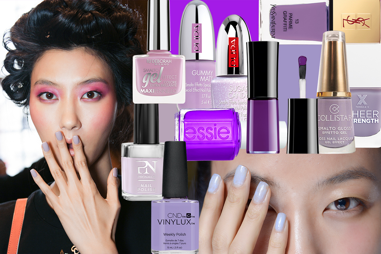 Smalti lilla e viola chiaro per una manicure primaverile