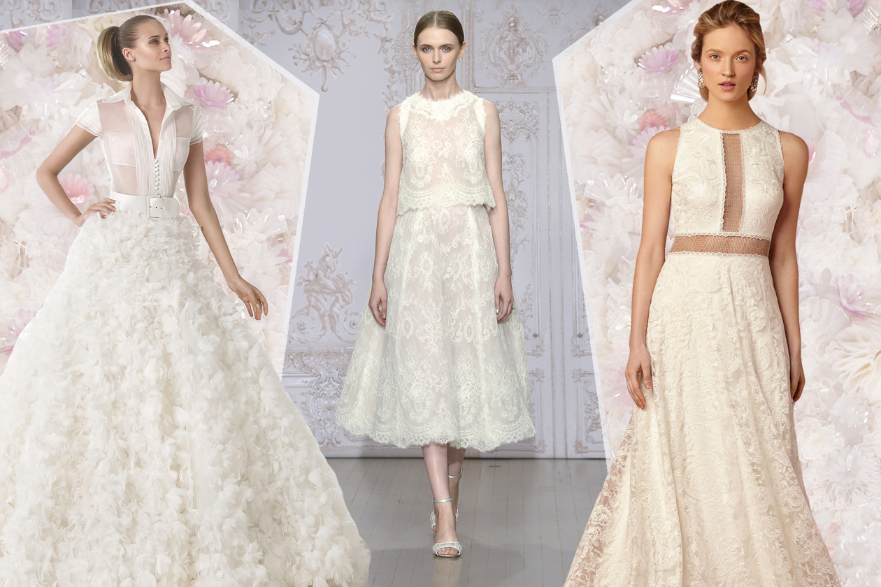 Abiti da sposa a due pezzi: crop top e maxi gonna