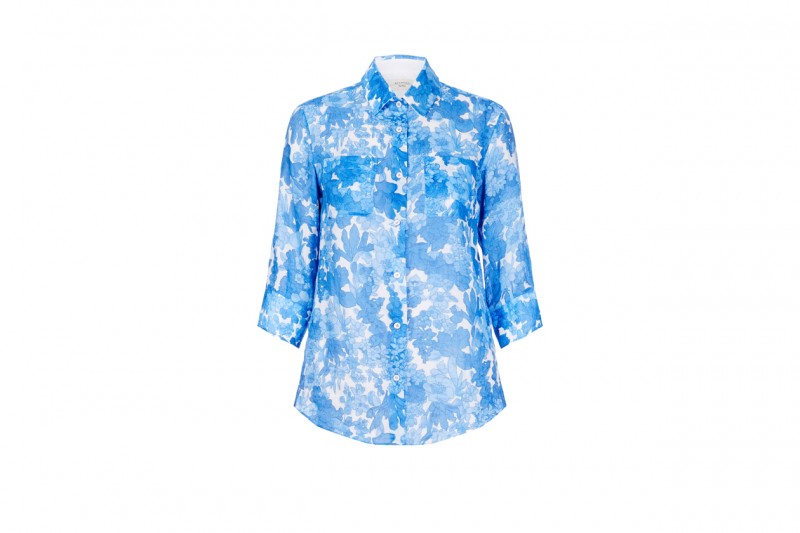 Camicia con stampa floreale in turchese